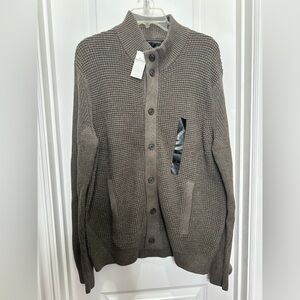 BANANA REPUBLIC mens button up cardigan Sweater greenish, greyish‎ brown
